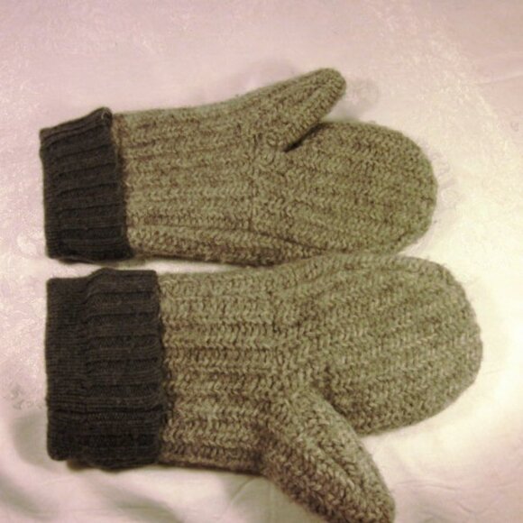 Winter knitted MITTENS FLEECE LINED RIBBED CUF GRAY UNISEX GOOD CONDITION USED - Picture 5 of 15
